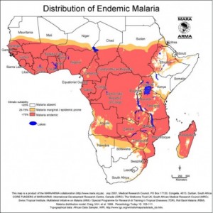 Distribution of endemic malaria
